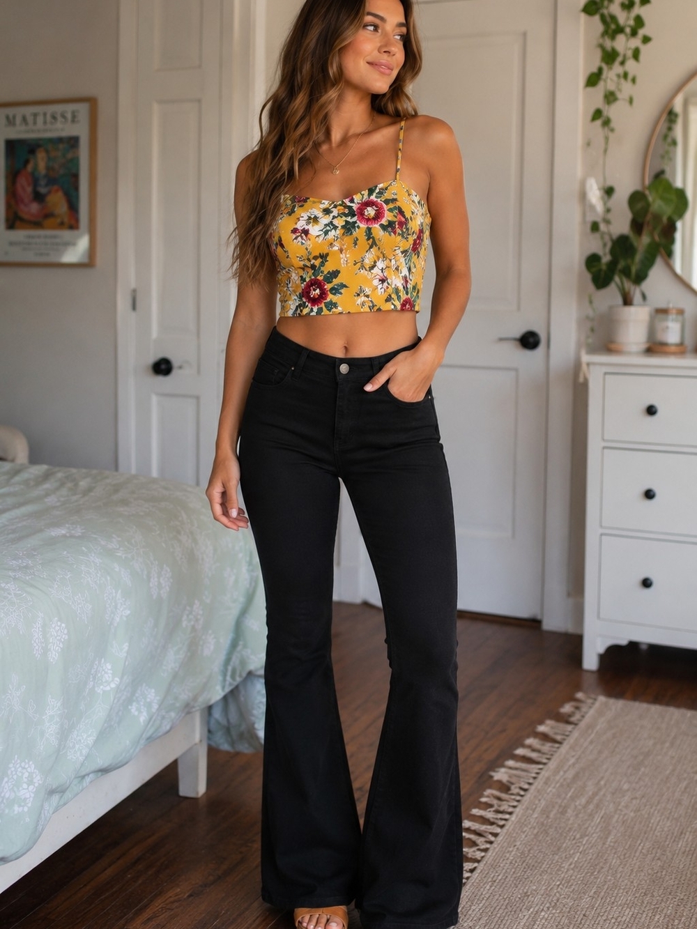 Time and Tru Black High-Rise Flare Jeans